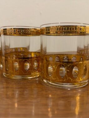 Set of 8 Vintage Culver Ltd. Antigua 22K Gold Glasses